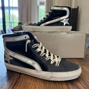 Golden Goose Black Sneakers with Silver Details